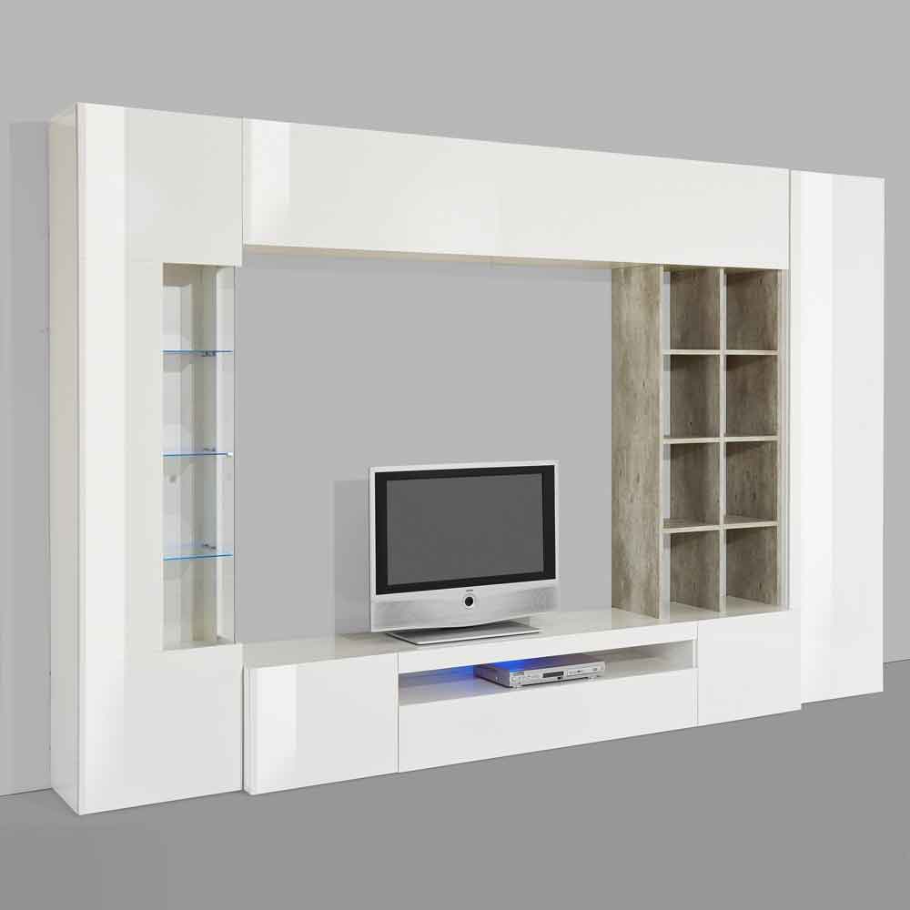 Eindhoven High Gloss Entertainment Unit With Bookcase In White