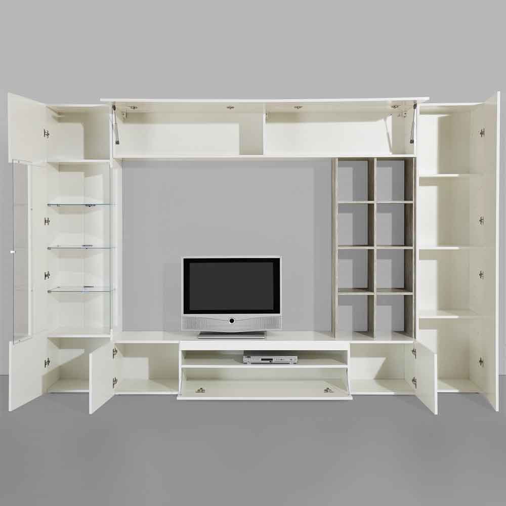 Eindhoven High Gloss Entertainment Unit With Bookcase In White