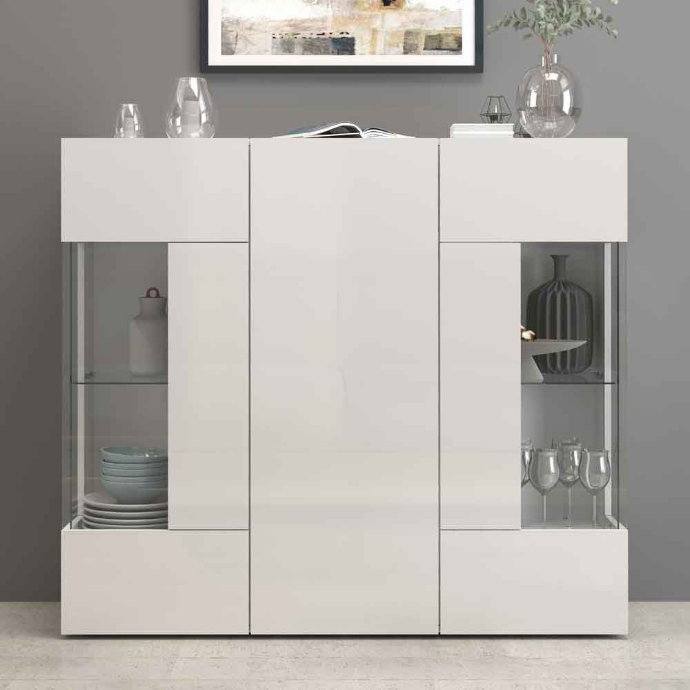 Eindhoven High Gloss Highboard With 3 Doors In White