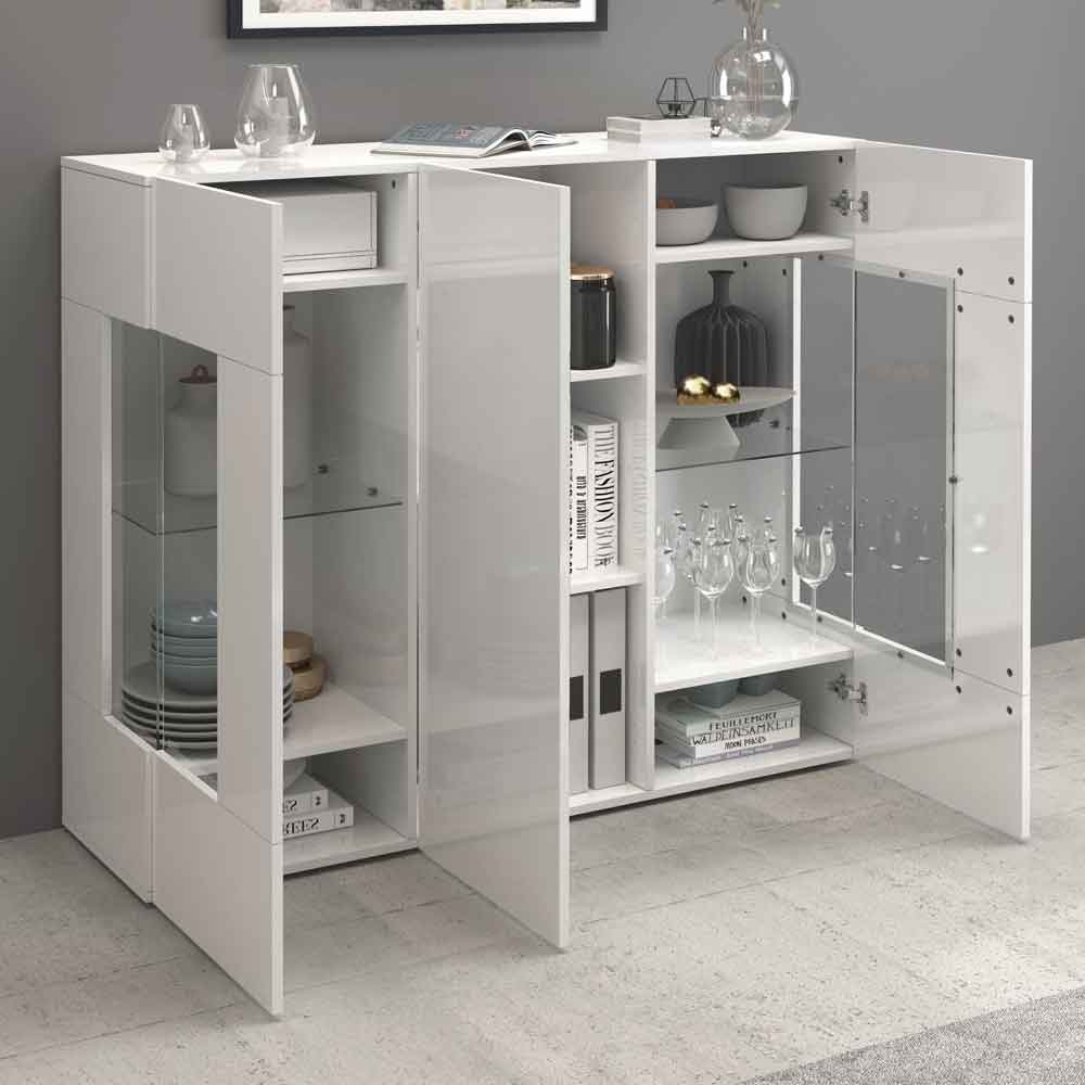 Eindhoven High Gloss Highboard With 3 Doors In White