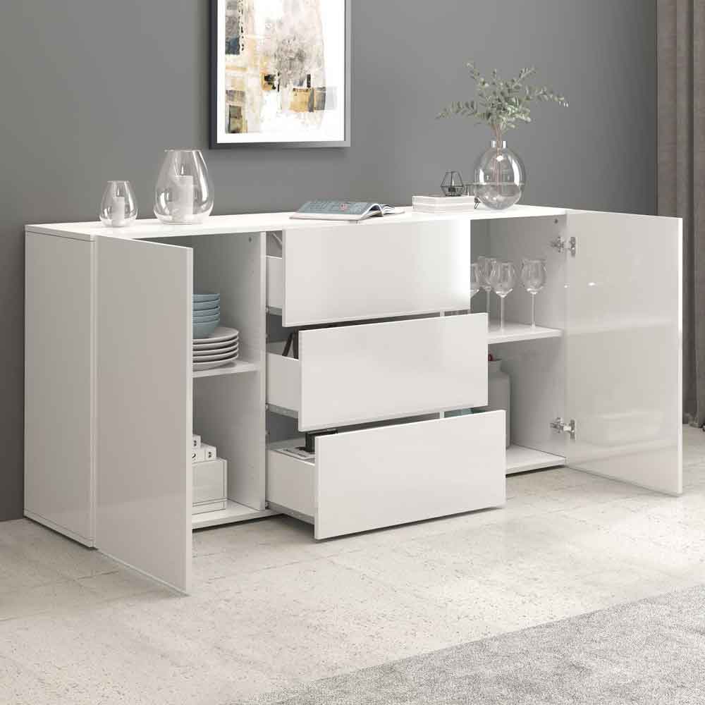Eindhoven High Gloss Sideboard With 2 Doors 3 Drawers In White