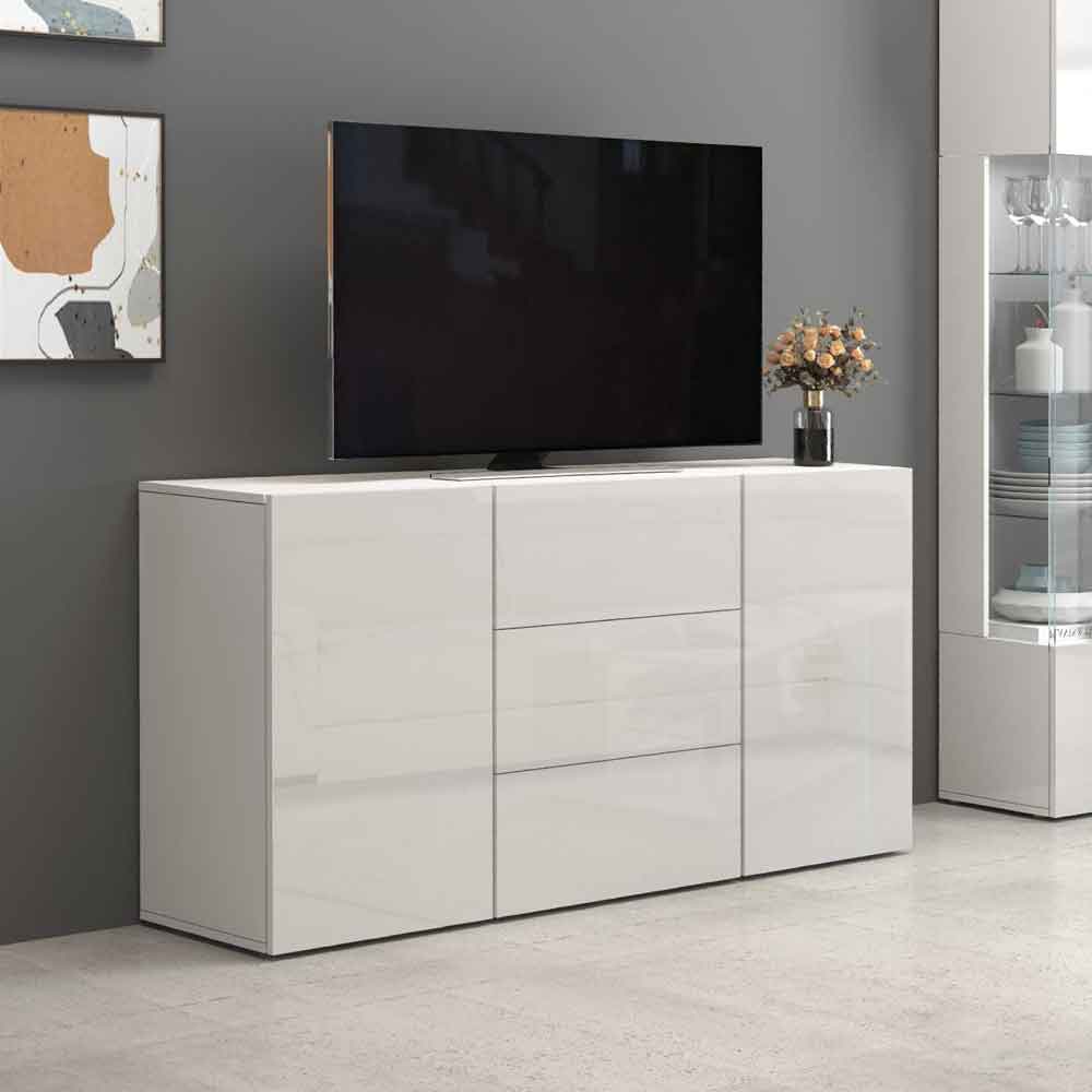 Eindhoven High Gloss Sideboard With 2 Doors 3 Drawers In White