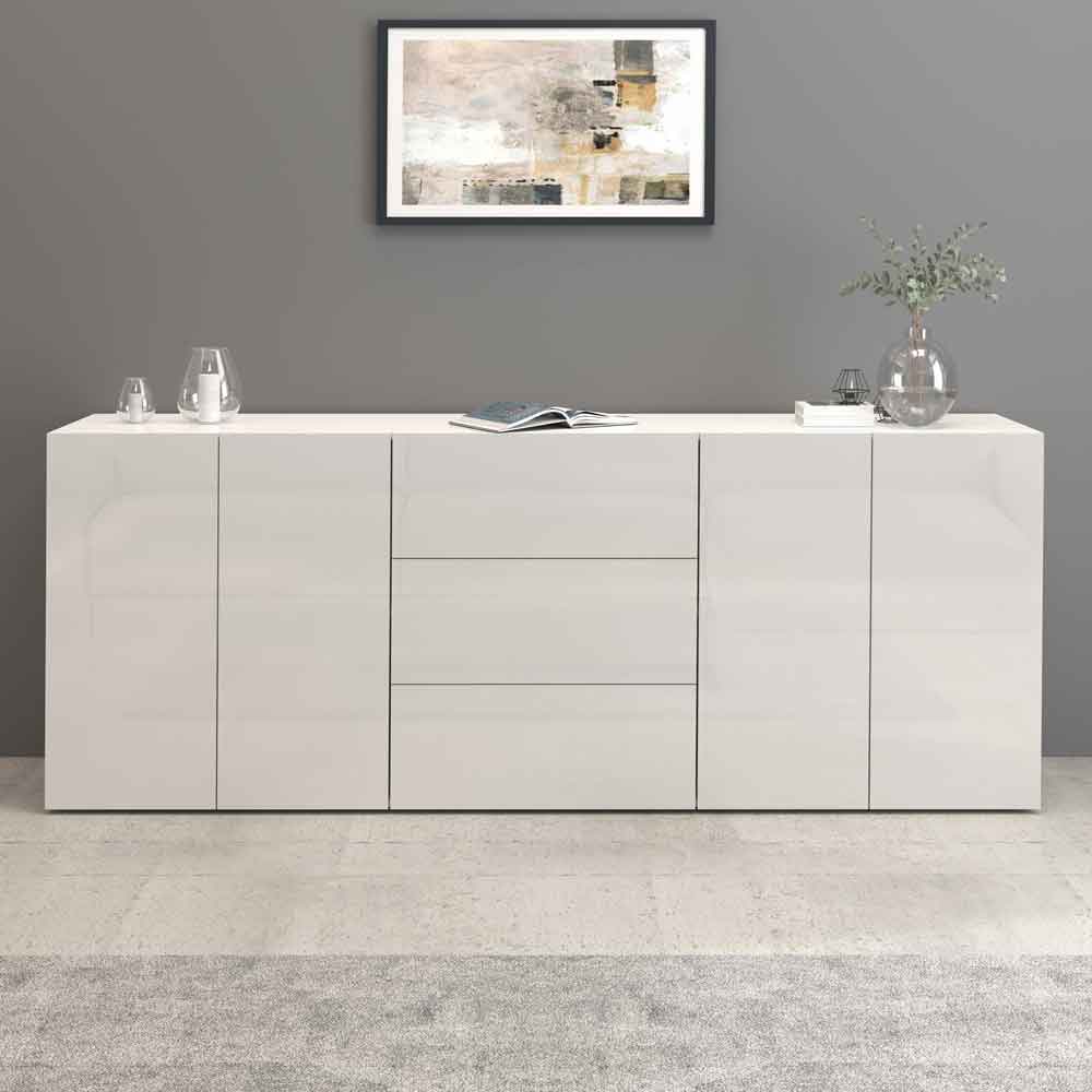 Eindhoven High Gloss Sideboard With 4 Doors 3 Drawers In White