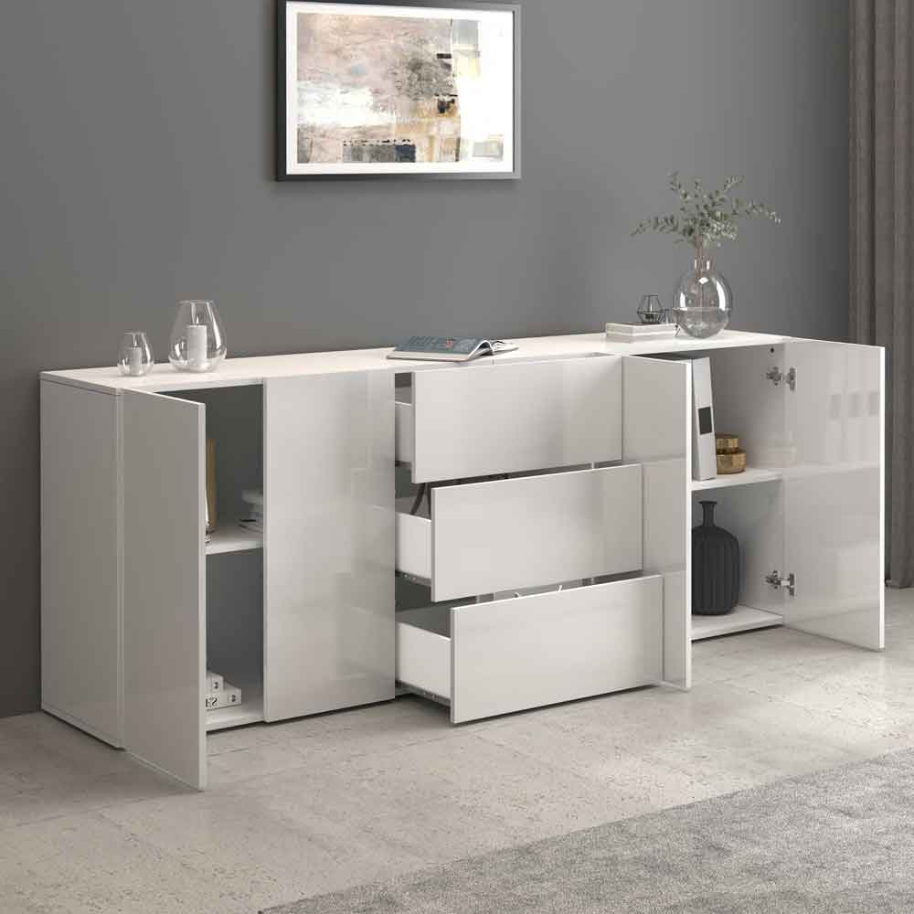 Eindhoven High Gloss Sideboard With 4 Doors 3 Drawers In White