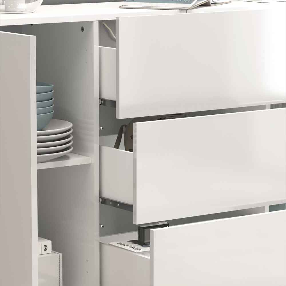 Eindhoven High Gloss Sideboard With 4 Doors 3 Drawers In White