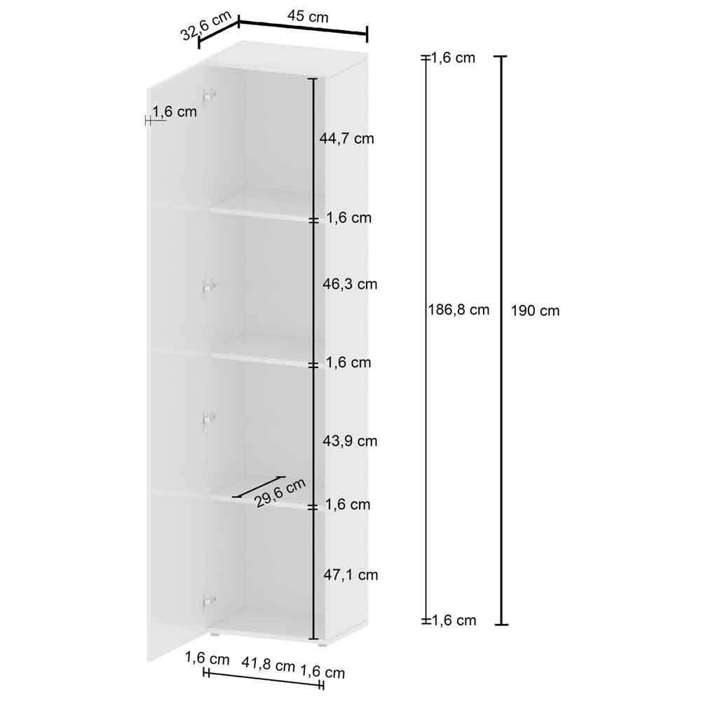 Eindhoven High Gloss Storage Cabinet With 1 Door In White