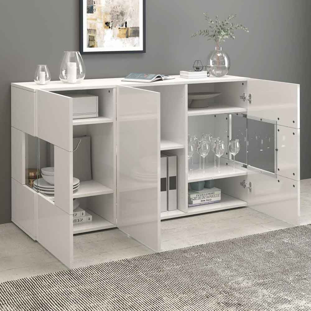 Eindhoven High Gloss Storage Cabinet With 3 Doors In White