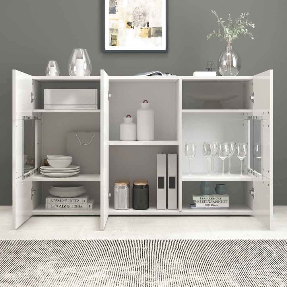 Eindhoven High Gloss Storage Cabinet With 3 Doors In White