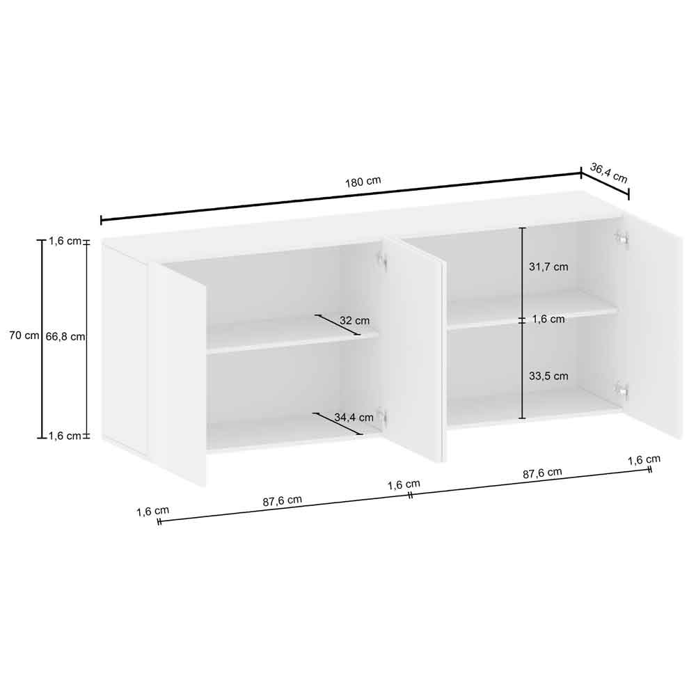 Eindhoven High Gloss Storage Cabinet With 4 Doors In White