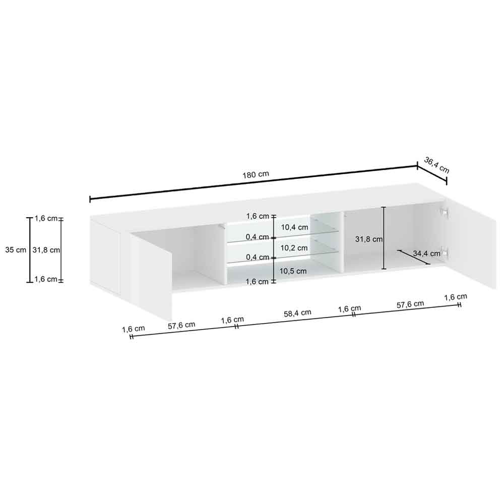 Eindhoven High Gloss TV Stand With 2 Doors In White
