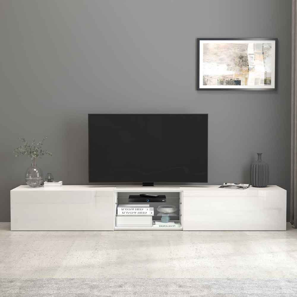 Eindhoven High Gloss TV Stand With 2 Flap Doors In White