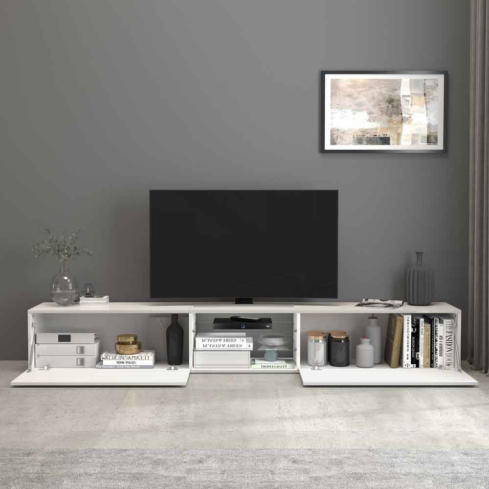 Eindhoven High Gloss TV Stand With 2 Flap Doors In White