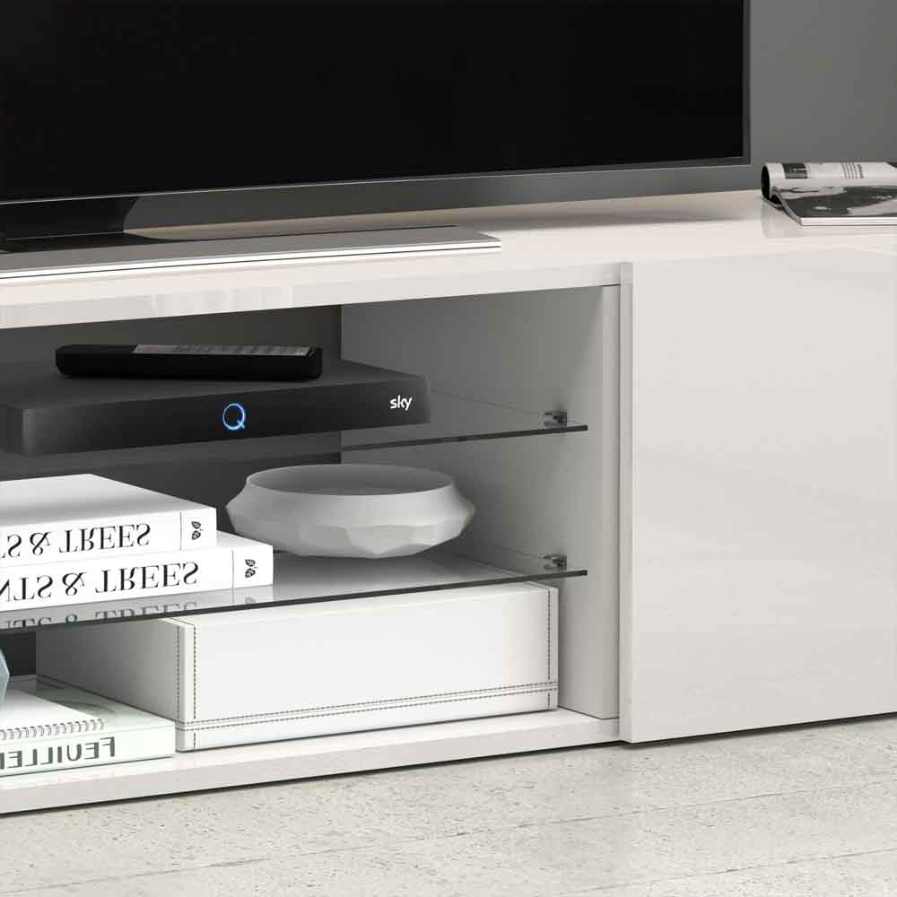 Eindhoven High Gloss TV Stand With 2 Flap Doors In White
