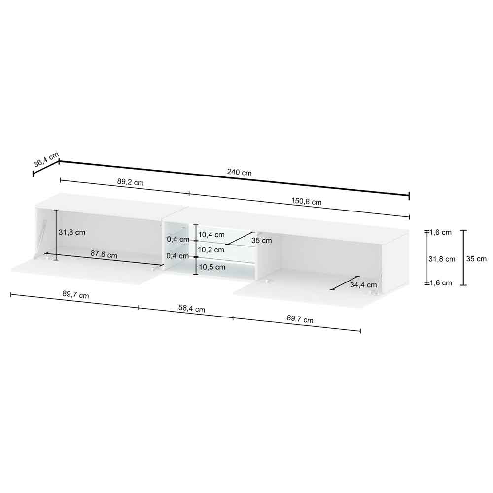 Eindhoven High Gloss TV Stand With 2 Flap Doors In White