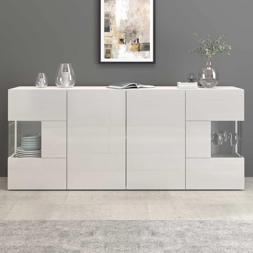 Eindhoven High Gloss Sideboard With 2 Glass Doors In White