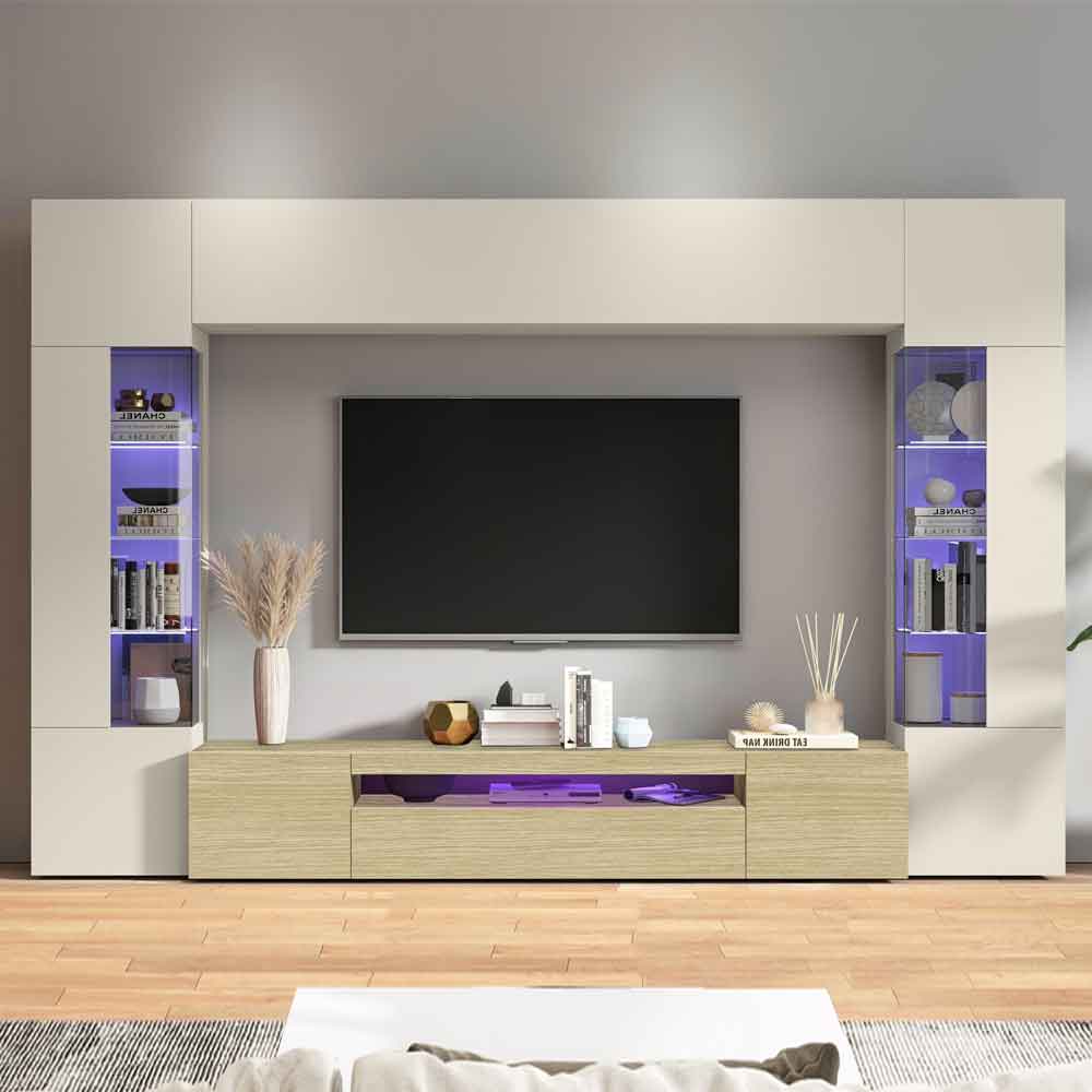 Eindhoven Wooden Entertainment Unit In Cashmere And Chopin Oak