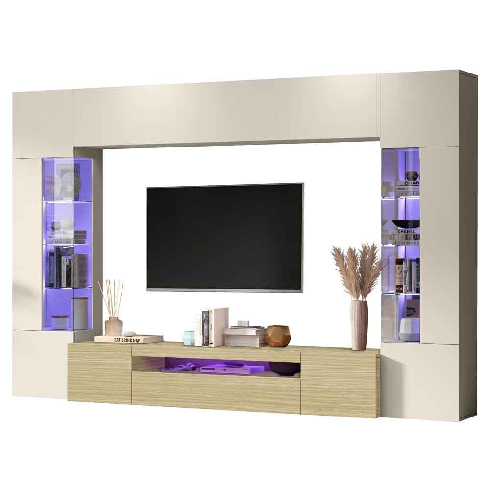 Eindhoven Wooden Entertainment Unit In Cashmere And Chopin Oak