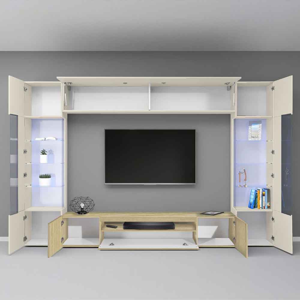 Eindhoven Wooden Entertainment Unit In Cashmere And Chopin Oak
