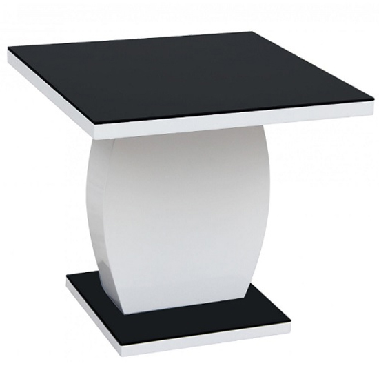 Read more about Eira black glass lamp table rectangular with white gloss base