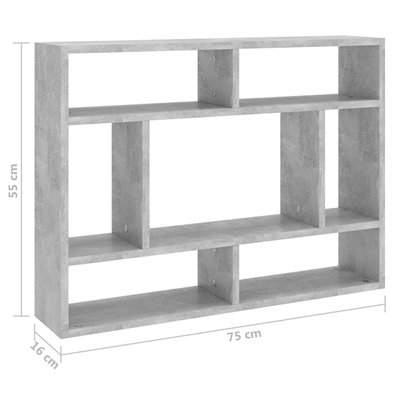 Eissa Rectangular Wooden Wall Shelf In Concrete Effect