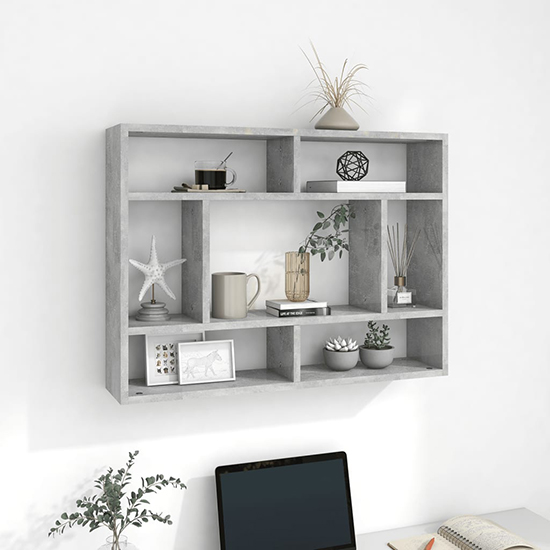 Read more about Eissa rectangular wooden wall shelf in concrete effect