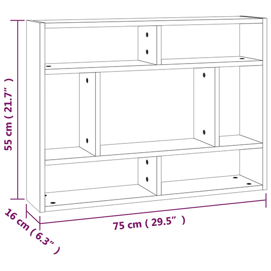 Eissa Rectangular Wooden Wall Shelf In Grey Sonoma Oak