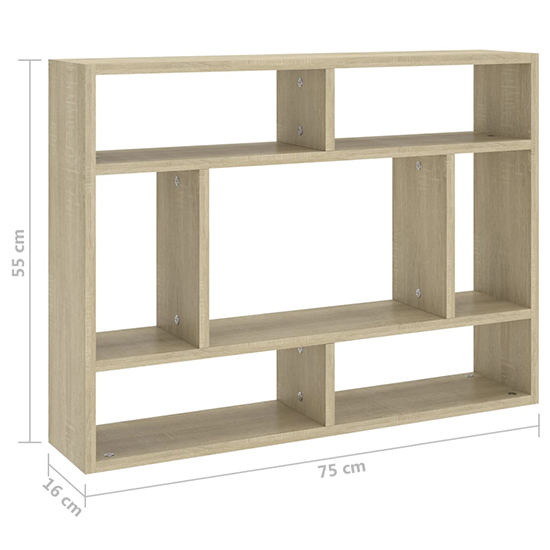 Eissa Rectangular Wooden Wall Shelf In Sonoma Oak