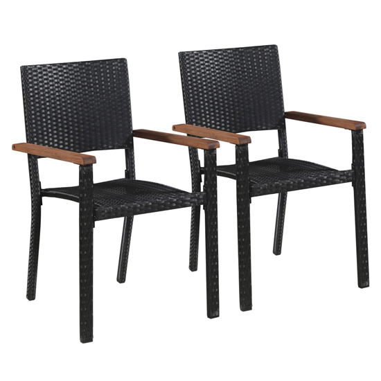 Read more about Ekani outdoor brown and black rattan dining chairs in a pair