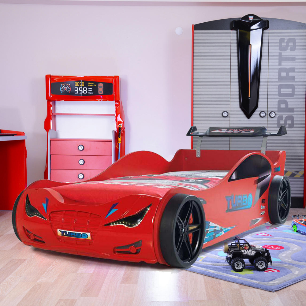 Eko Red ABS Children Car Bed with Spoiler and LED