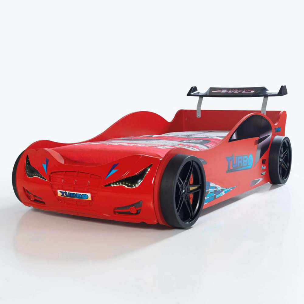 Eko Red ABS Children Car Bed with Spoiler and LED