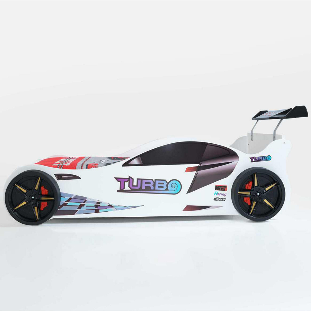 Eko White ABS Children Car Bed with Spoiler and LED
