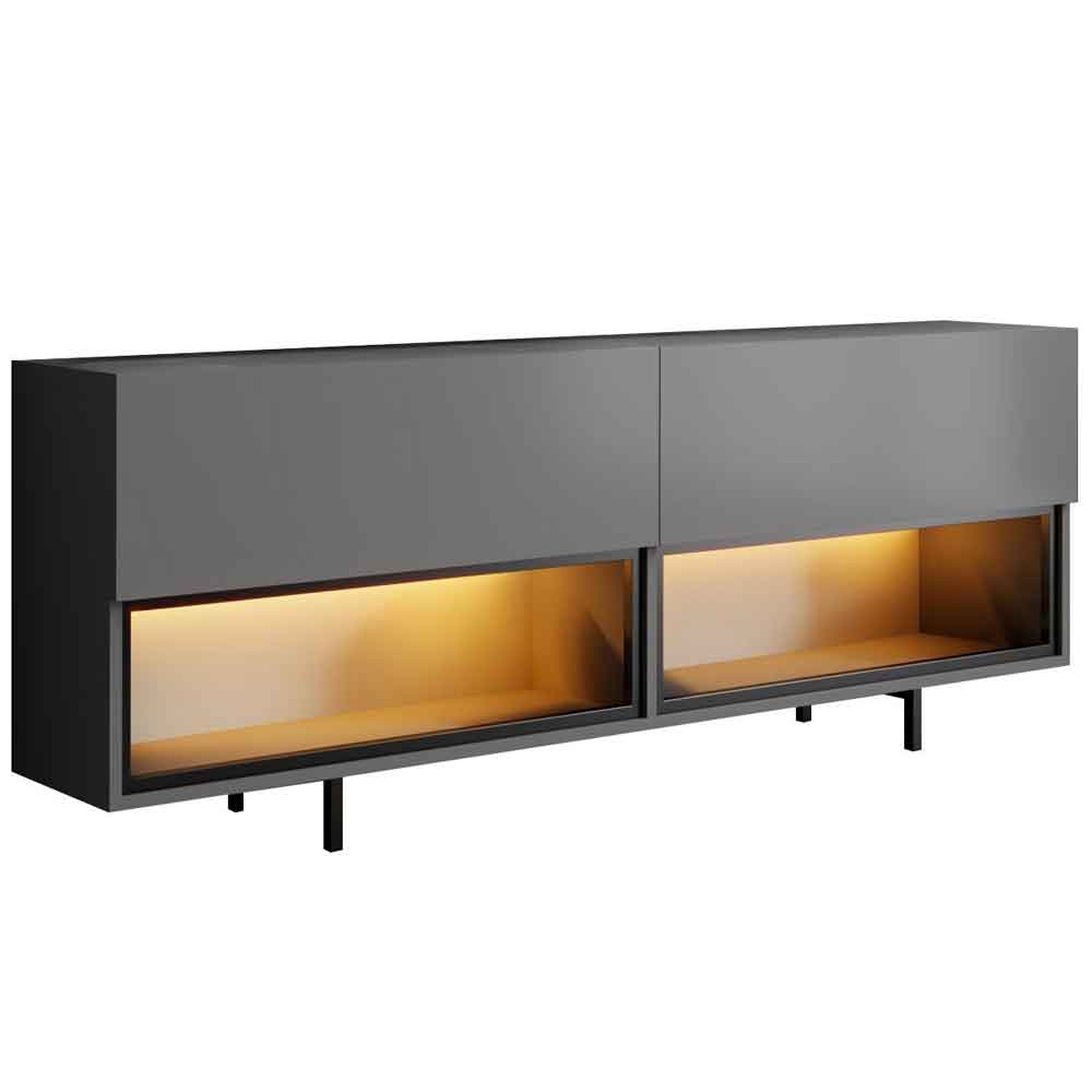Ekol Down Wooden LED TV Stand with 2 Doors in Anthracite