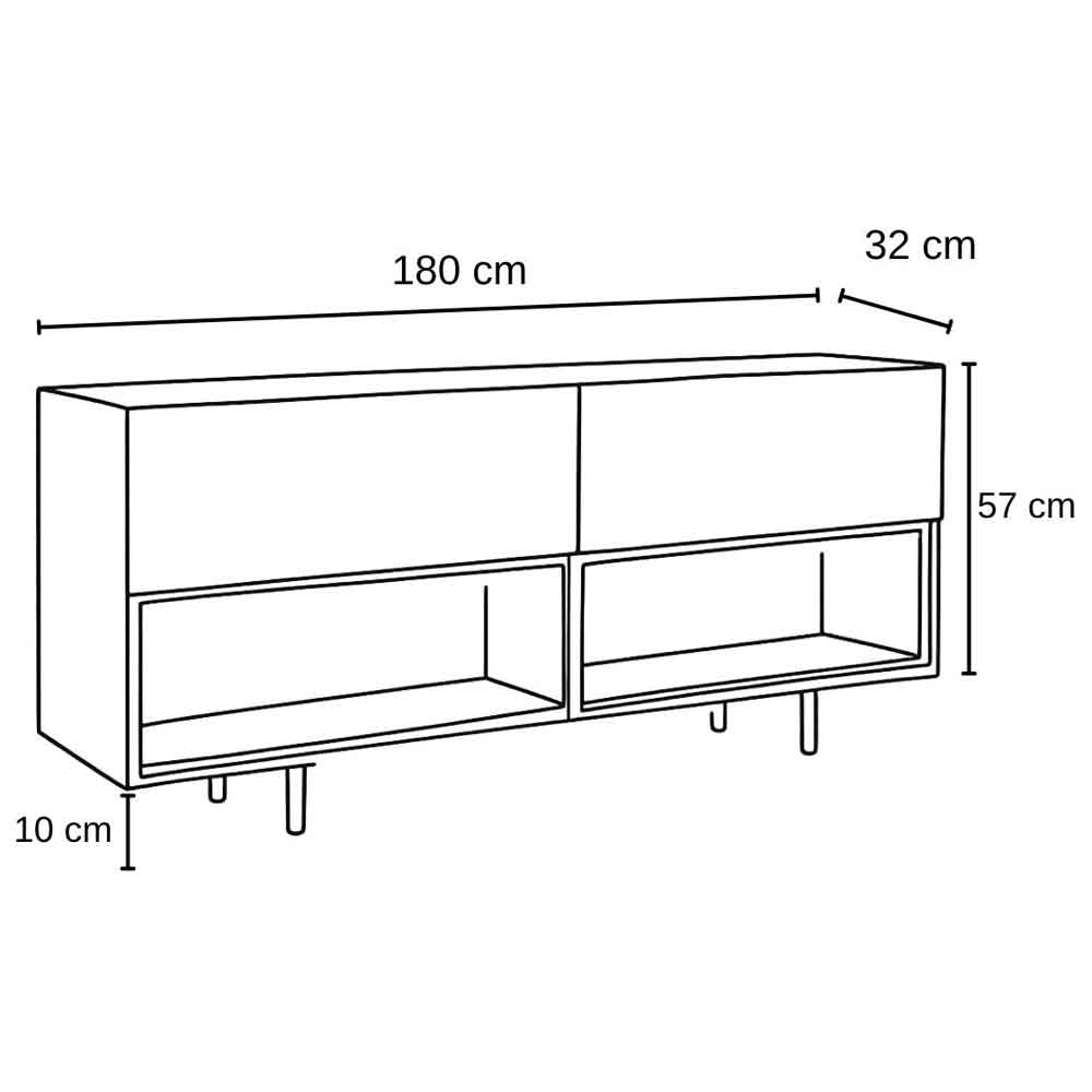 Ekol Down Wooden LED TV Stand with 2 Doors in Travertine Marble Effect
