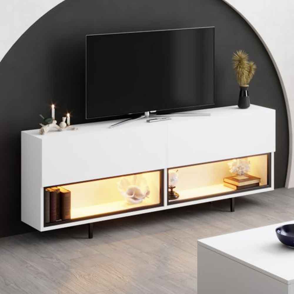Ekol Down Wooden LED TV Stand with 2 Doors in White