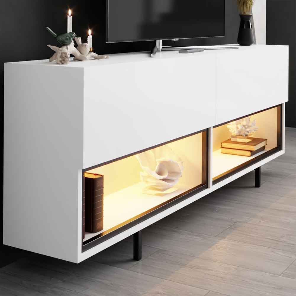 Ekol Down Wooden LED TV Stand with 2 Doors in White