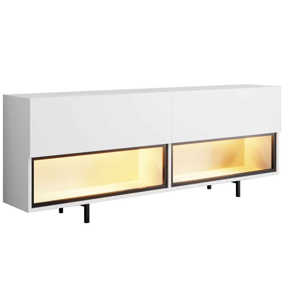 Ekol Down Wooden LED TV Stand with 2 Doors in White