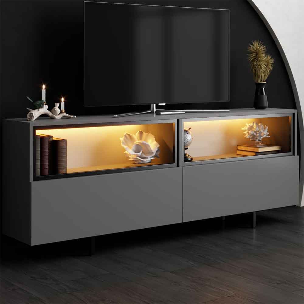 Ekol Up Wooden LED TV Stand with 2 Doors in Anthracite