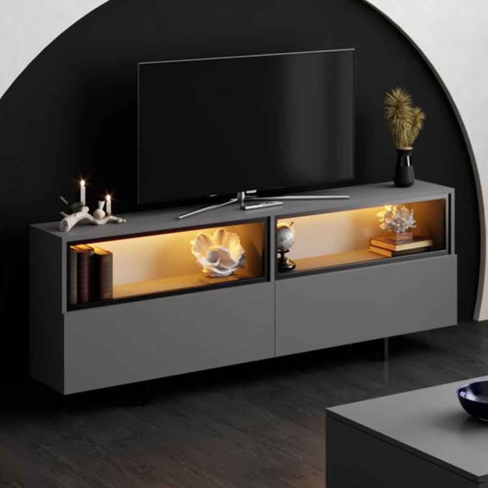 Ekol Up Wooden LED TV Stand with 2 Doors in Anthracite