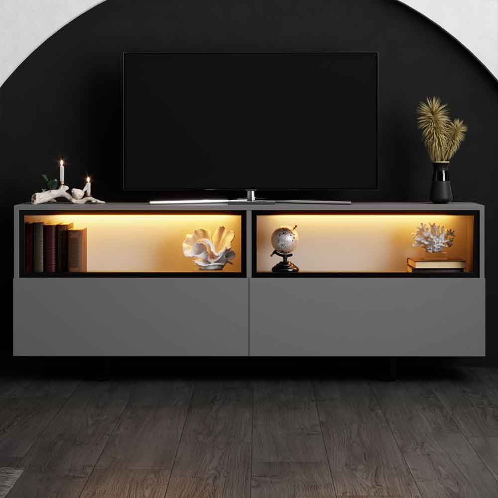 Ekol Up Wooden LED TV Stand with 2 Doors in Anthracite