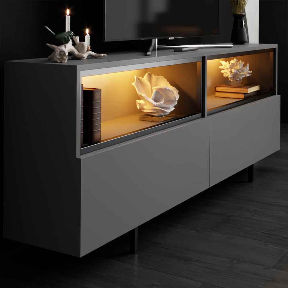 Ekol Up Wooden LED TV Stand with 2 Doors in Anthracite