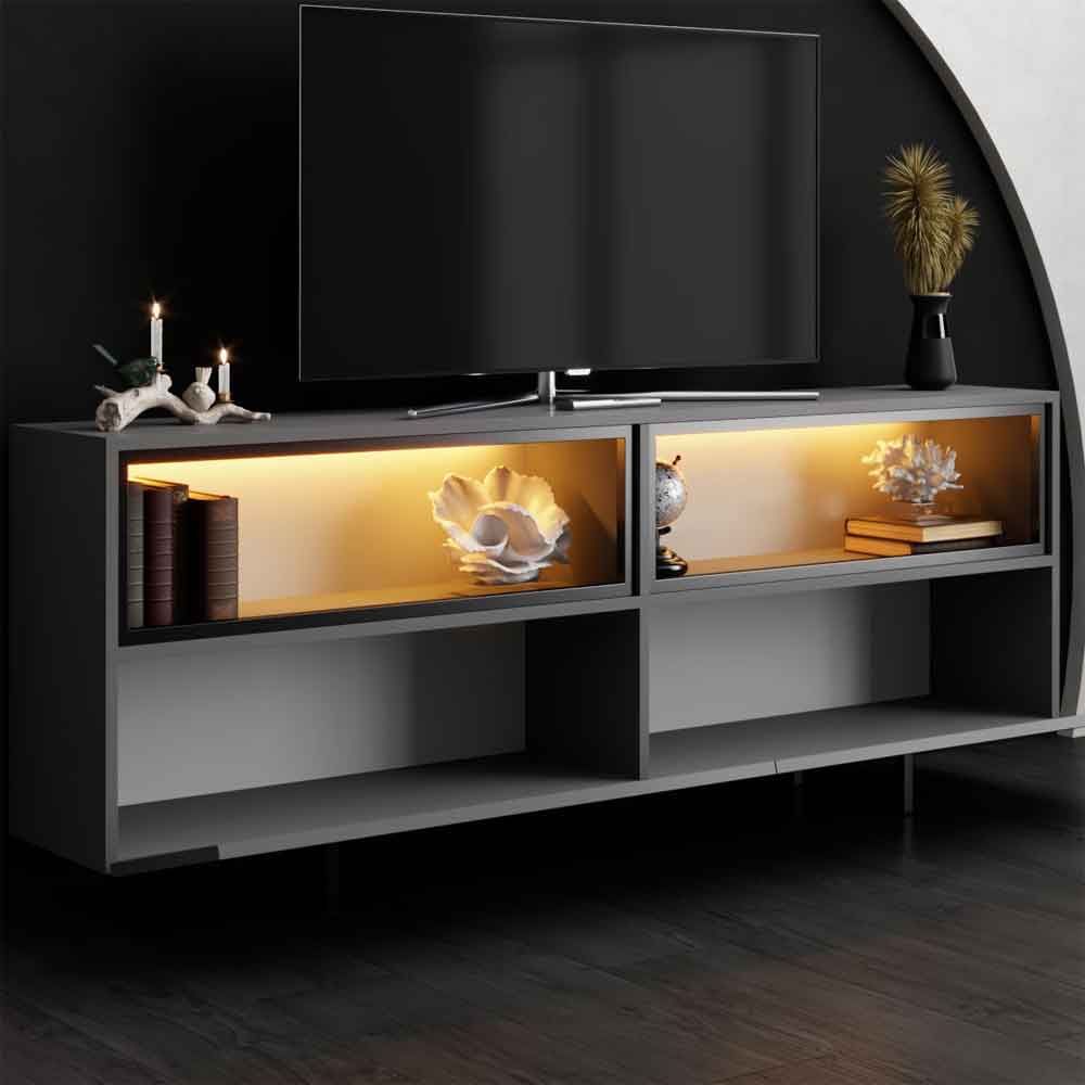 Ekol Up Wooden LED TV Stand with 2 Doors in Anthracite