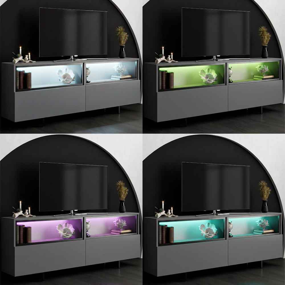 Ekol Up Wooden LED TV Stand with 2 Doors in Anthracite