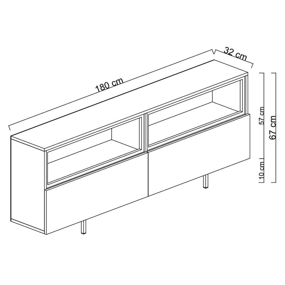Ekol Up Wooden LED TV Stand with 2 Doors in Travertine Marble Effect
