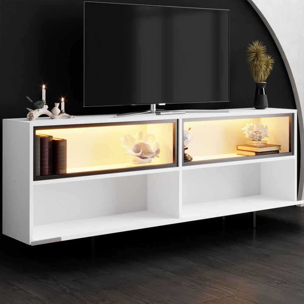 Ekol Up Wooden LED TV Stand with 2 Doors in White