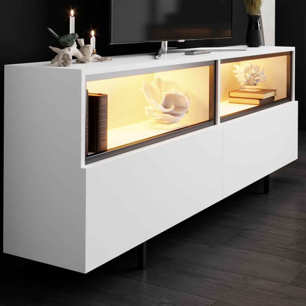 Ekol Up Wooden LED TV Stand with 2 Doors in White