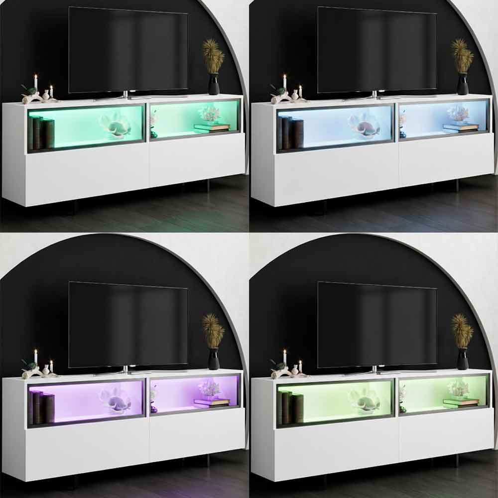 Ekol Up Wooden LED TV Stand with 2 Doors in White