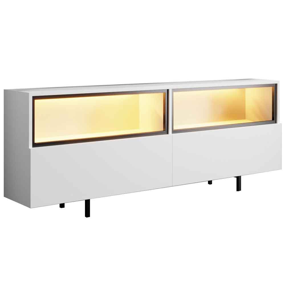 Ekol Up Wooden LED TV Stand with 2 Doors in White
