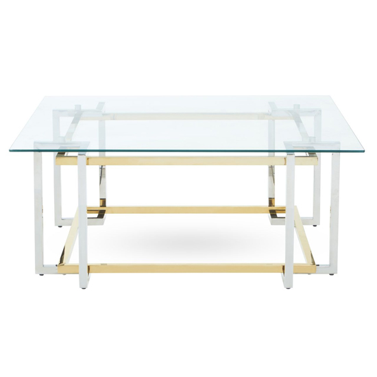 Elaina Clear Glass Coffee Table With Stainless Steel Base