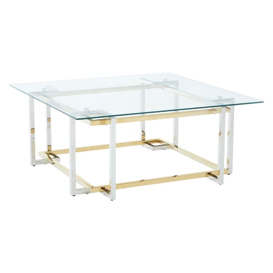 Product photograph of Elaina Clear Glass Coffee Table With Stainless Steel Base from Furniture in Fashion