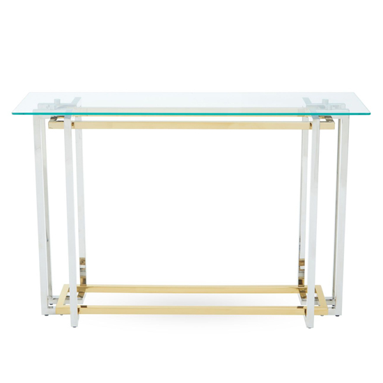 Elaina Clear Glass Console Table With Stainless Steel Base_2